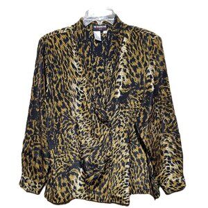 Notations 12P Jacket Blazer Brown Black Animal Top Classic Glam Mob Wife Retro